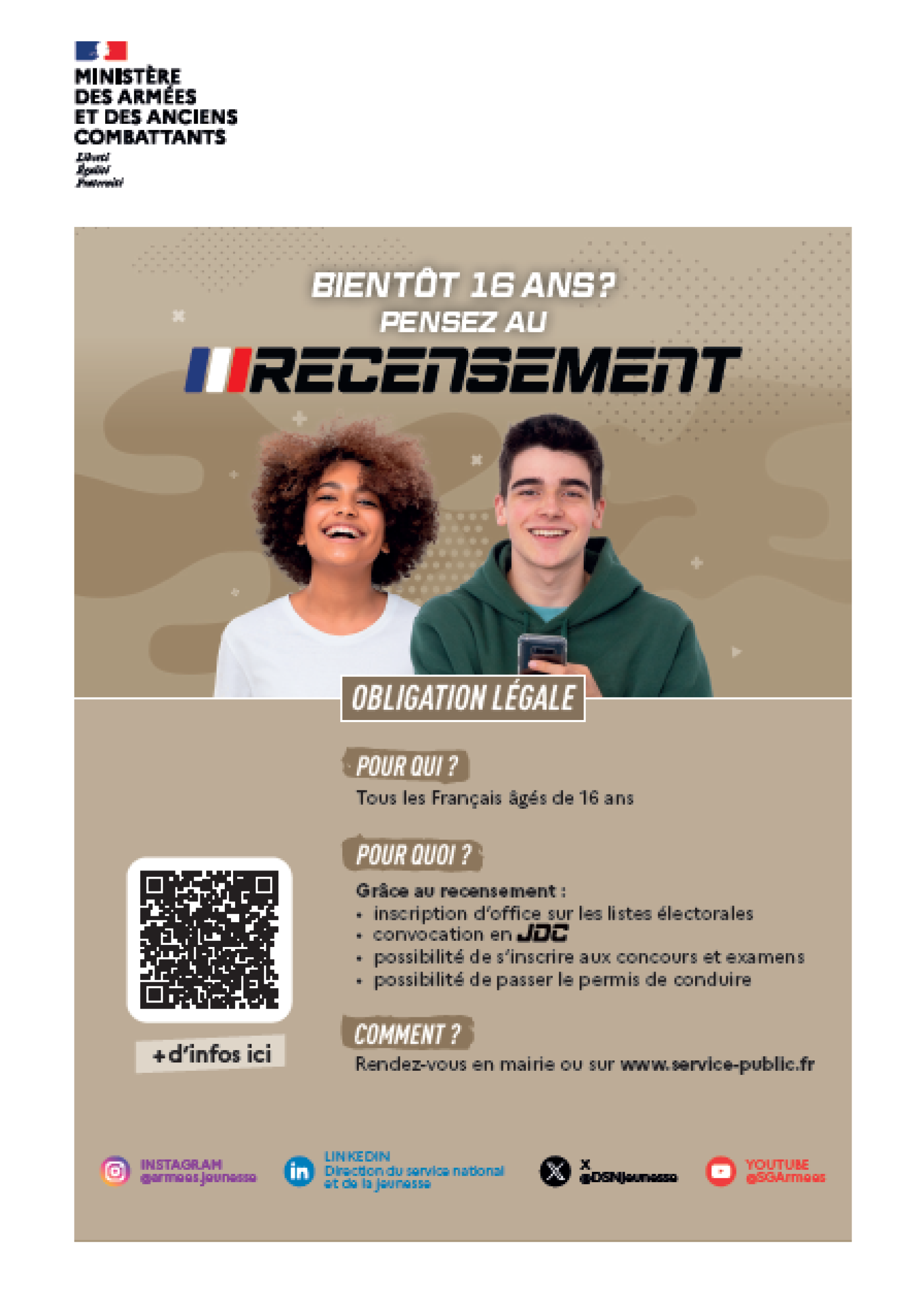 pensez au recensement à 16 ans 